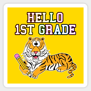 Hello 1st Grade Tiger Back To School Sticker